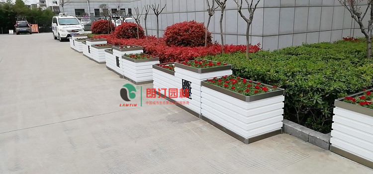 河南商城辦公園區綠化花箱-唐寶相花箱亮相商城