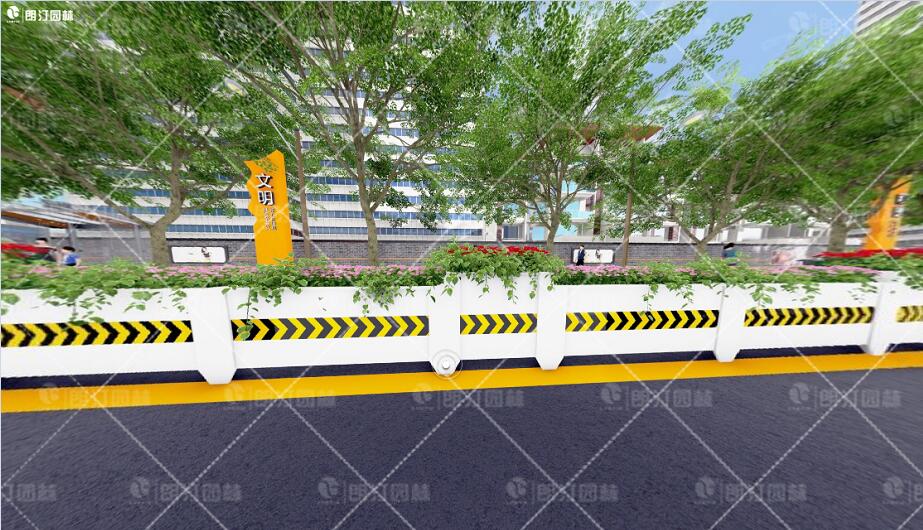 城區道路綠化花箱圖片-朗汀市政馬路花箱圖片，導向藝術花箱方案設計圖