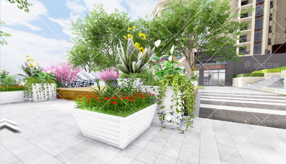 廣場園林景觀花箱圖片