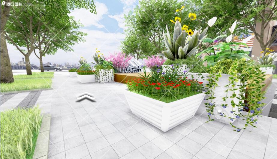 白色方形花箱圖片-廣場園林景觀花箱圖片