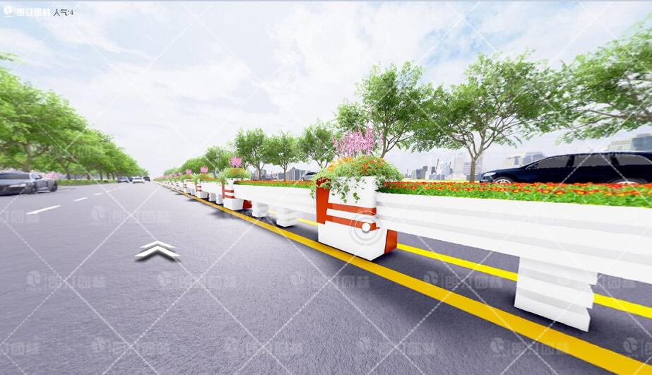 道路中央綠化花箱圖片